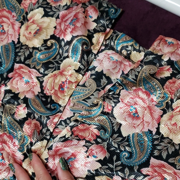 RARE!! Vintage Floral & Lace Peplum V Neck Pencil Skirt Formal Mini Midi Dress - Picture 9 of 11